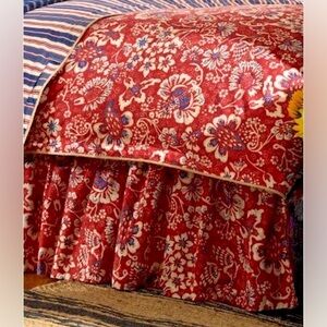 Ralph Lauren QUEEN Villa Martine Red Floral Bedskirt Cottagecore Grandmillennial